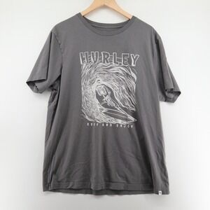 Hurley Skeleton Surfer T-Shirt Mens XL Gray Graphic Surf Era Y2K Good